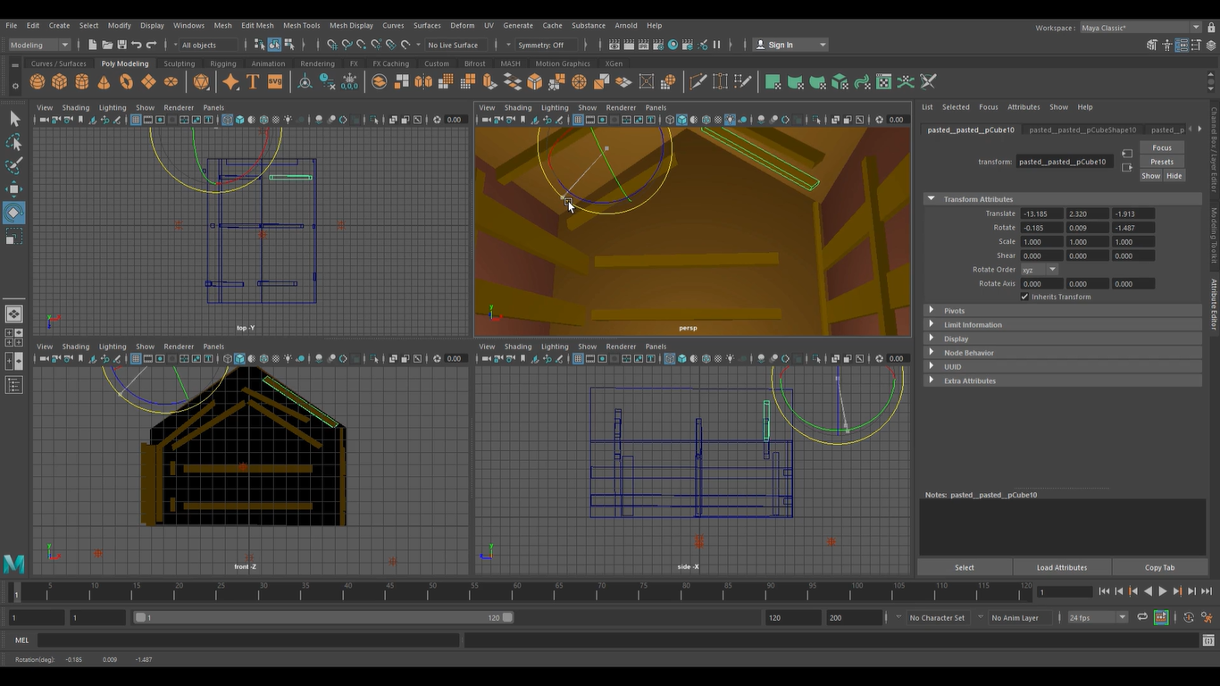 Expanding the House in Maya 3D